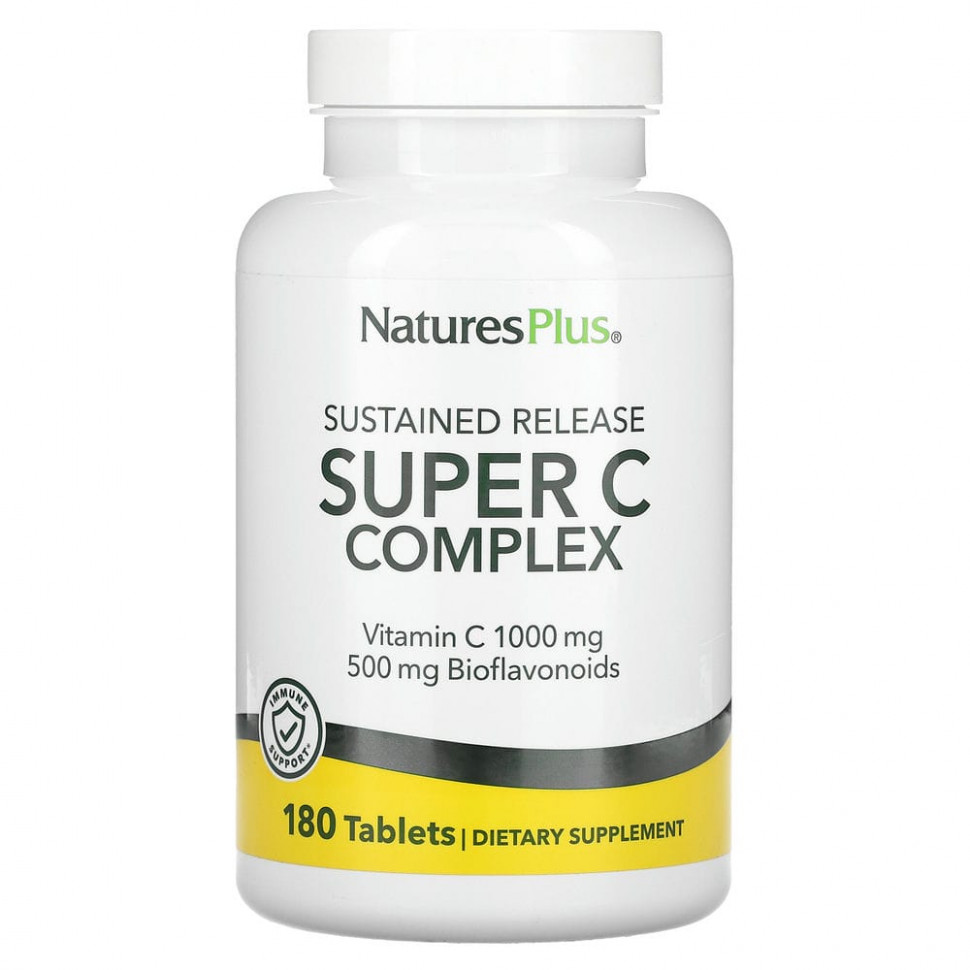 NaturesPlus, суперкомплекс с витамином C длительного высвобождения, 180 таблеток Натурес Плюс NAP-02481