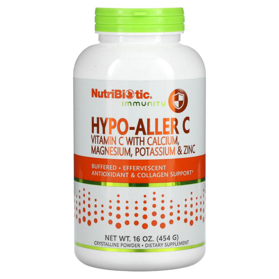 NutriBiotic, Immunity, Hypo-Aller C, витамин C с кальцием, магнием, калием и цинком, 454 г (16 унций) НутриБиотик NBC-00501
