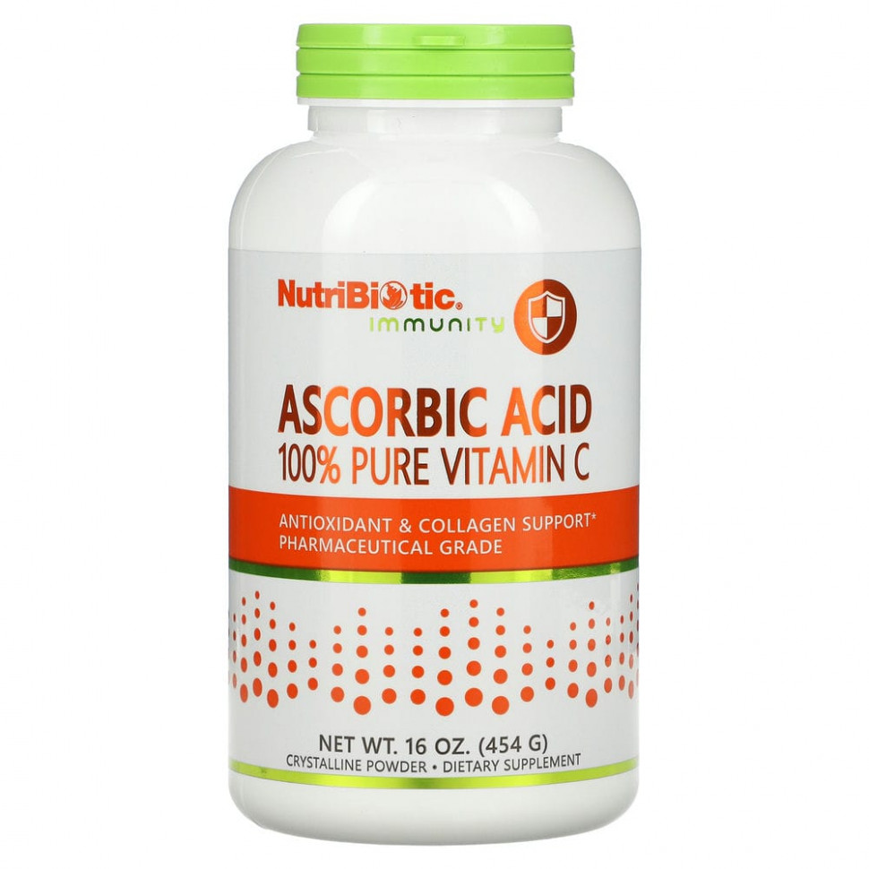 NutriBiotic, Immunity, аскорбиновая кислота, 100% чистый витамин C, 454 г (16 унций) НутриБиотик NBC-00201