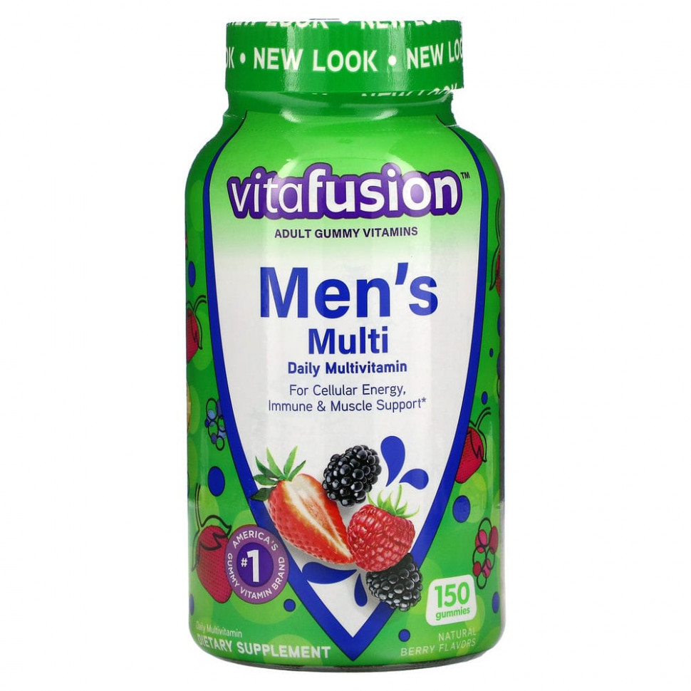 VitaFusion, Комплексные мультивитамины для мужчин, натуральные ягодные вкусы, 150 жевательных таблеток ВитаФьюжен VFU-02270