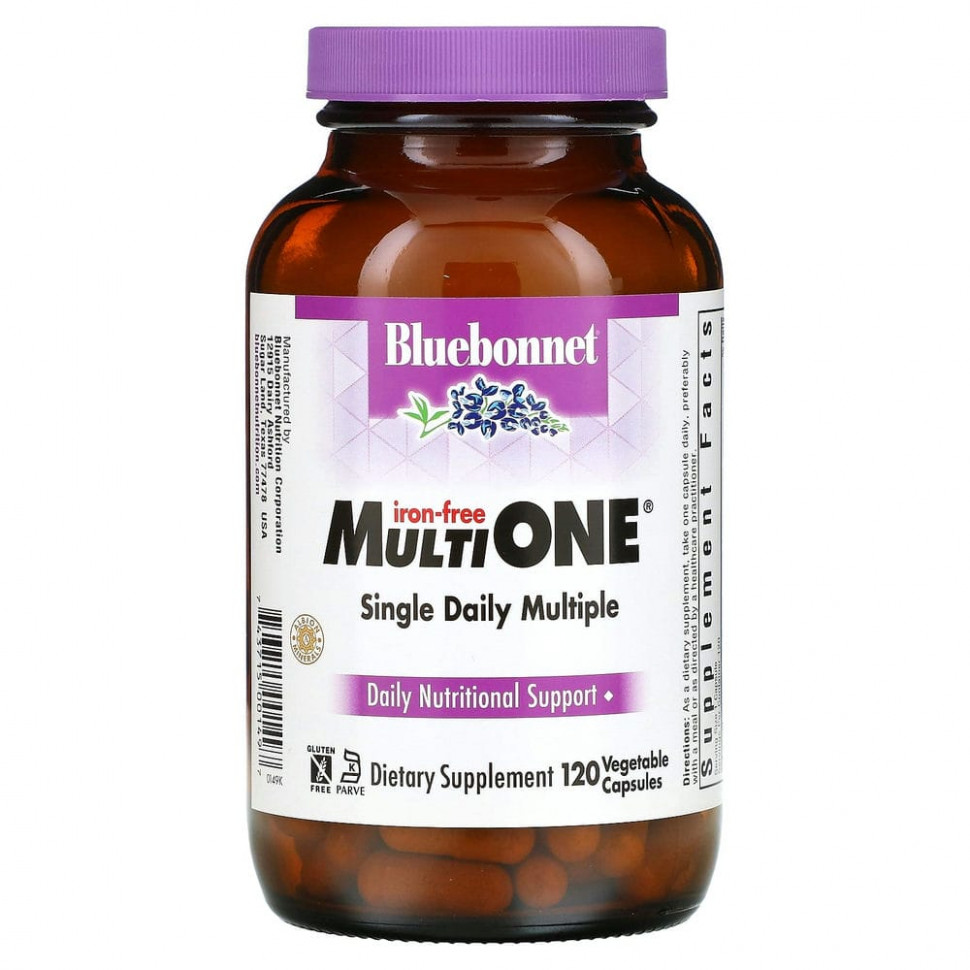 Bluebonnet Nutrition, Multi One, Single Daily Multiple, без железа, 120 растительных капсул Блубоннэт Нутришен BLB-00149