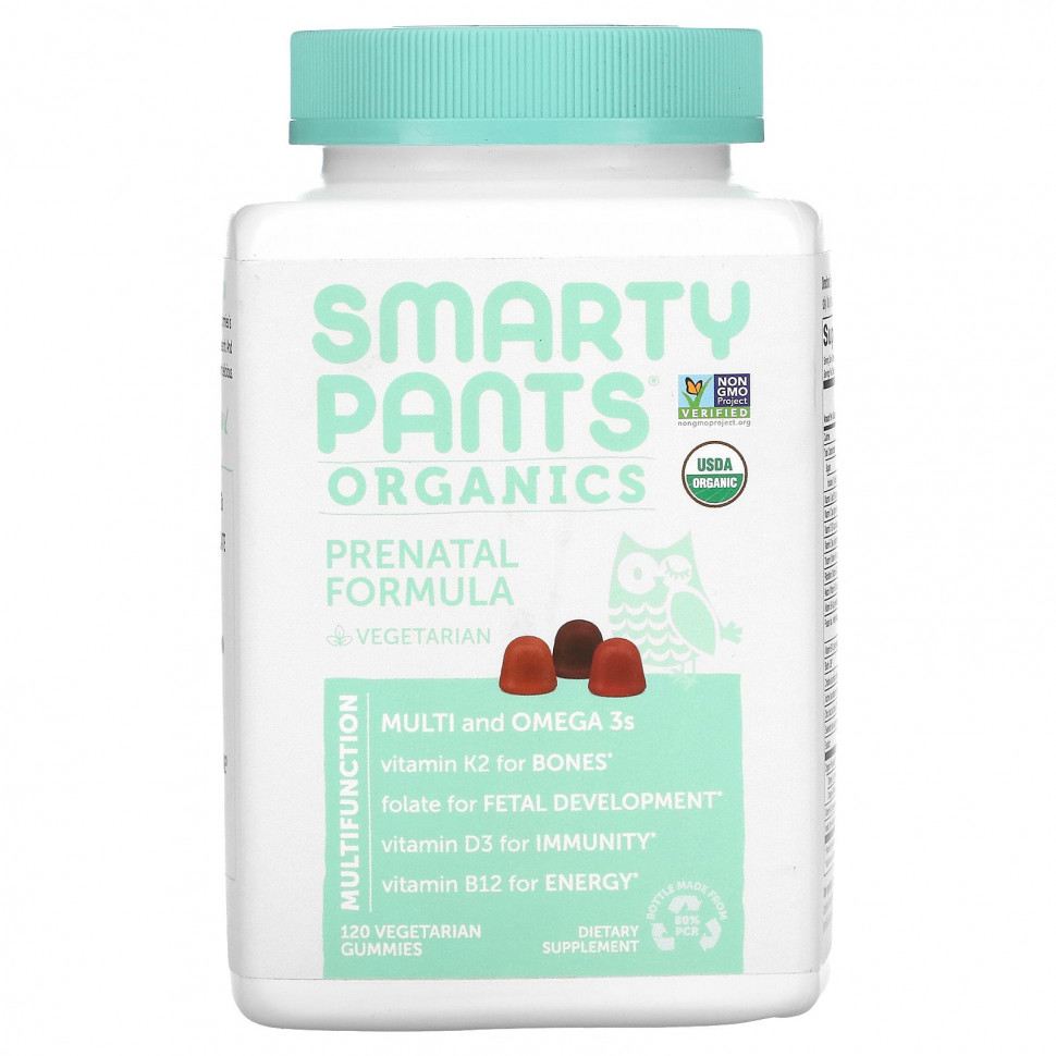 SmartyPants, Organics, пренатальный комплекс, 120 вегетарианских жевательных таблеток СмартиПэнтс SMA-02080