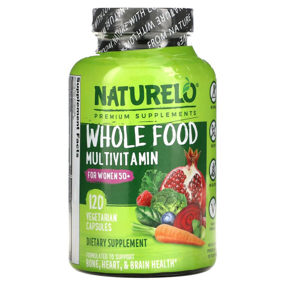 NATURELO, мультивитамины из цельных продуктов для женщин старше 50 лет, 120 вегетарианских капсул NAU-62812