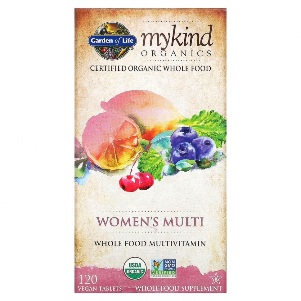 Garden of Life, KIND Organics, Мультивитамины для женщин, 120 веганских таблеток Гарден оф Лайф GOL-11774