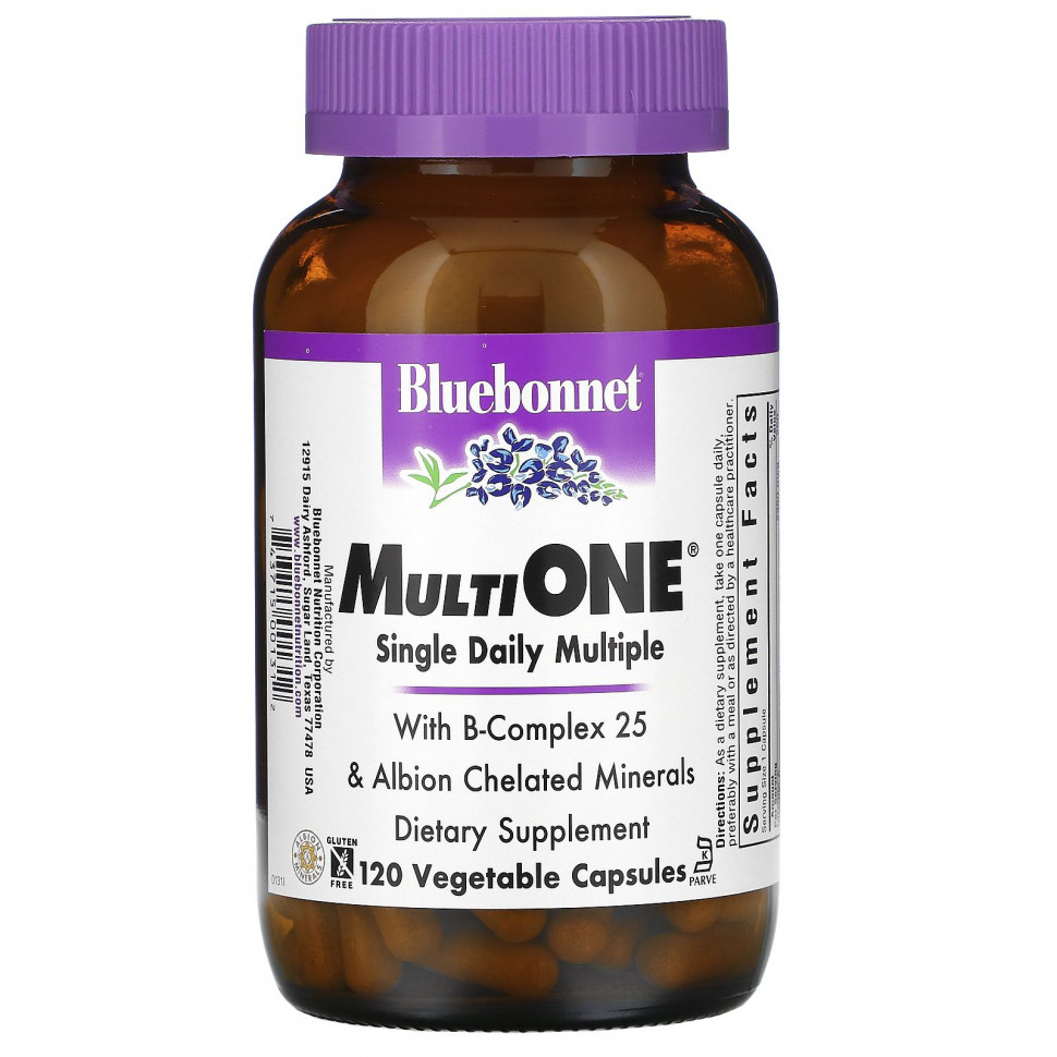 Bluebonnet Nutrition, Мультивитамины Multi One, для ежедневного употребления, 120 растительных капсул Блубоннэт Нутришен BLB-00131