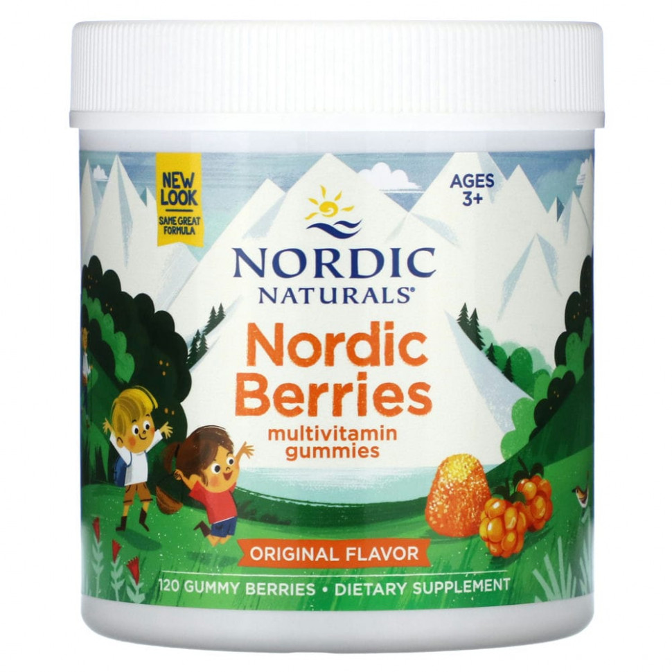 Nordic Naturals, Nordic Berries, мультивитаминные жевательные конфеты, оригинальный вкус, 120 ягод-жевательных конфет Нордик Натуралс NOR-30120