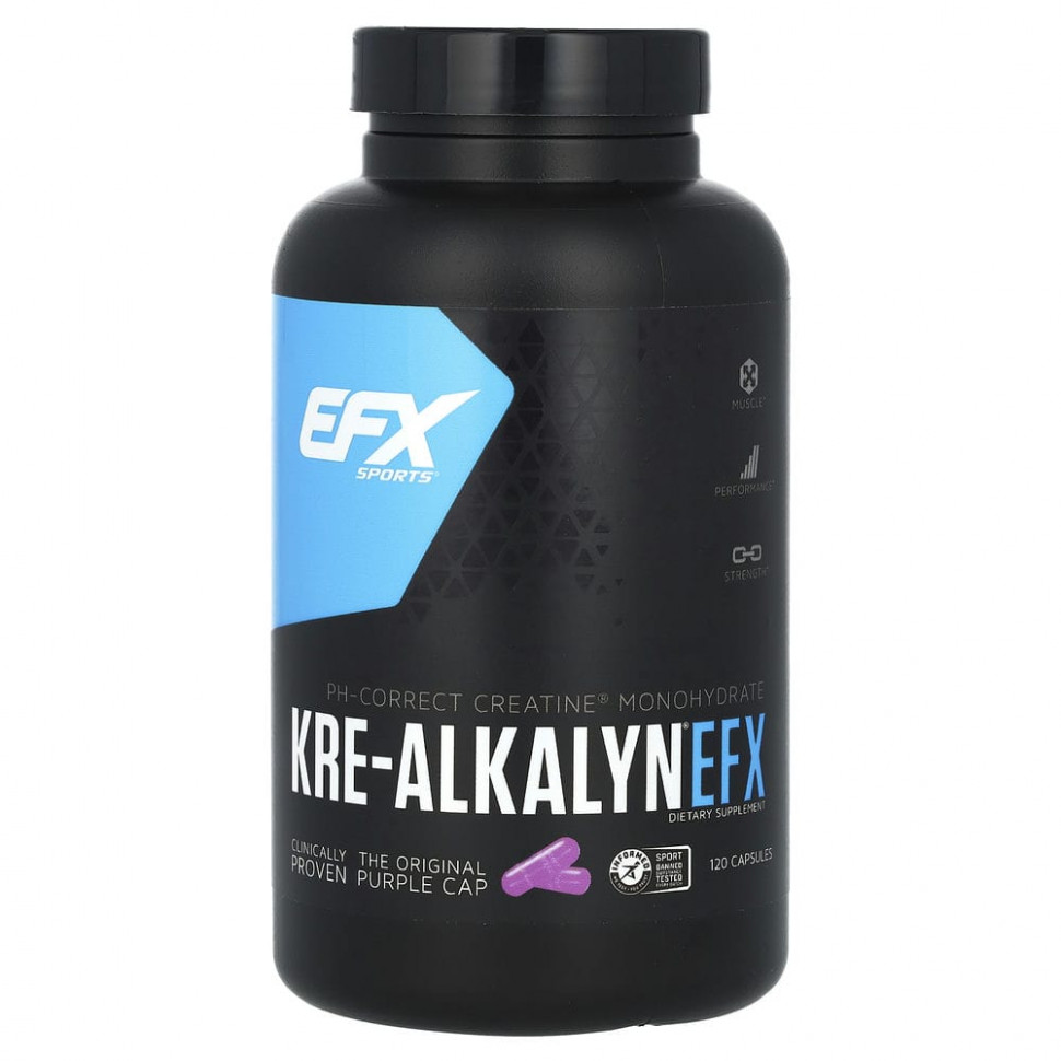 EFX Sports, Kre-Alkalyn EFX, креатин, 120 капсул Ал Американ ИФХ EFX-00056