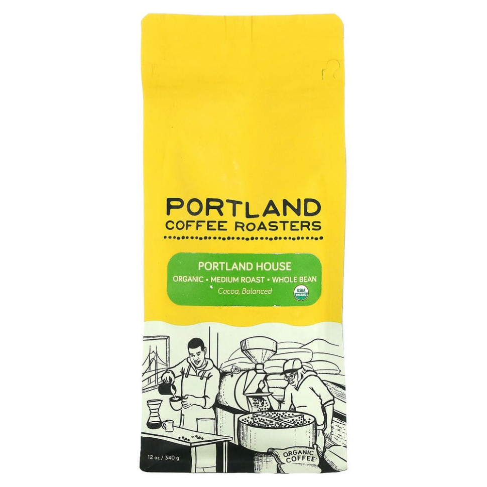 Portland Coffee Roasters, Органический кофе, цельные зерна, средней обжарки, Portland House, 340 г (12 унций) PCR-40112