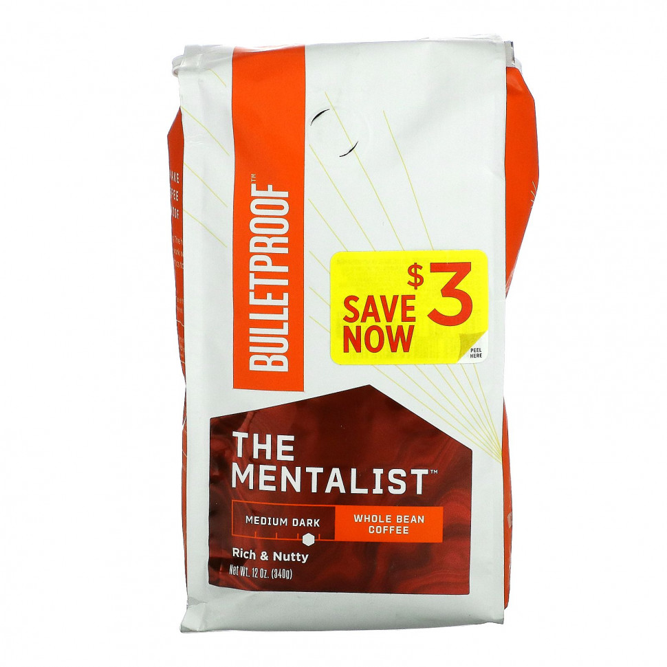 BulletProof, The Mentalist, кофе, цельные зерна, средне-темная обжарка, 340 г (12 унций) BPF-02132