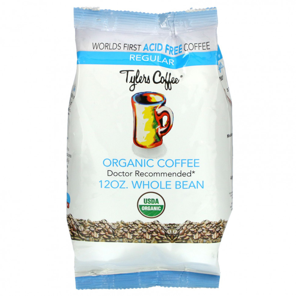 Tylers Coffees, Органический кофе, обычный, цельные зерна, 12 унций TYC-83617