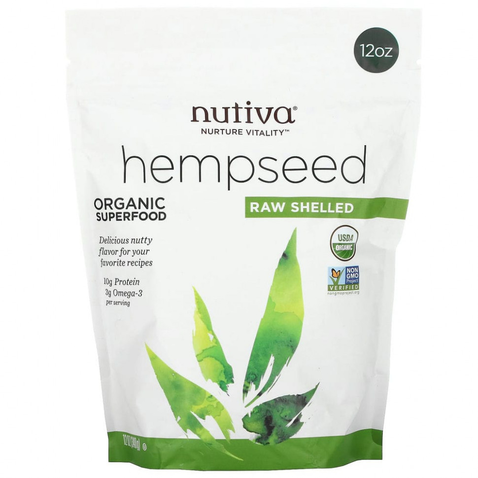 Nutiva, Необработанные семена конопли, 340 г (12 унций) Нутива NUT-00031