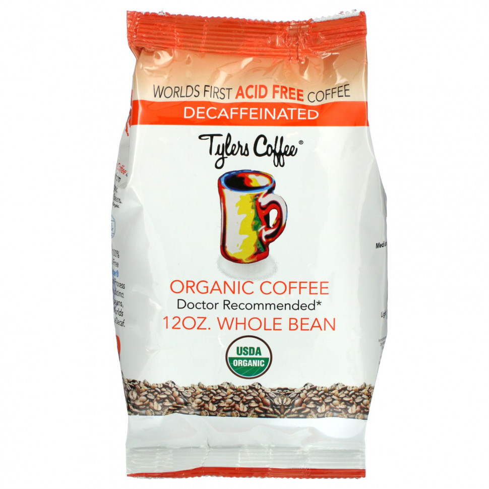 Tylers Coffees, Органический кофе, цельные зерна, без кофеина, 12 унций TYC-83619