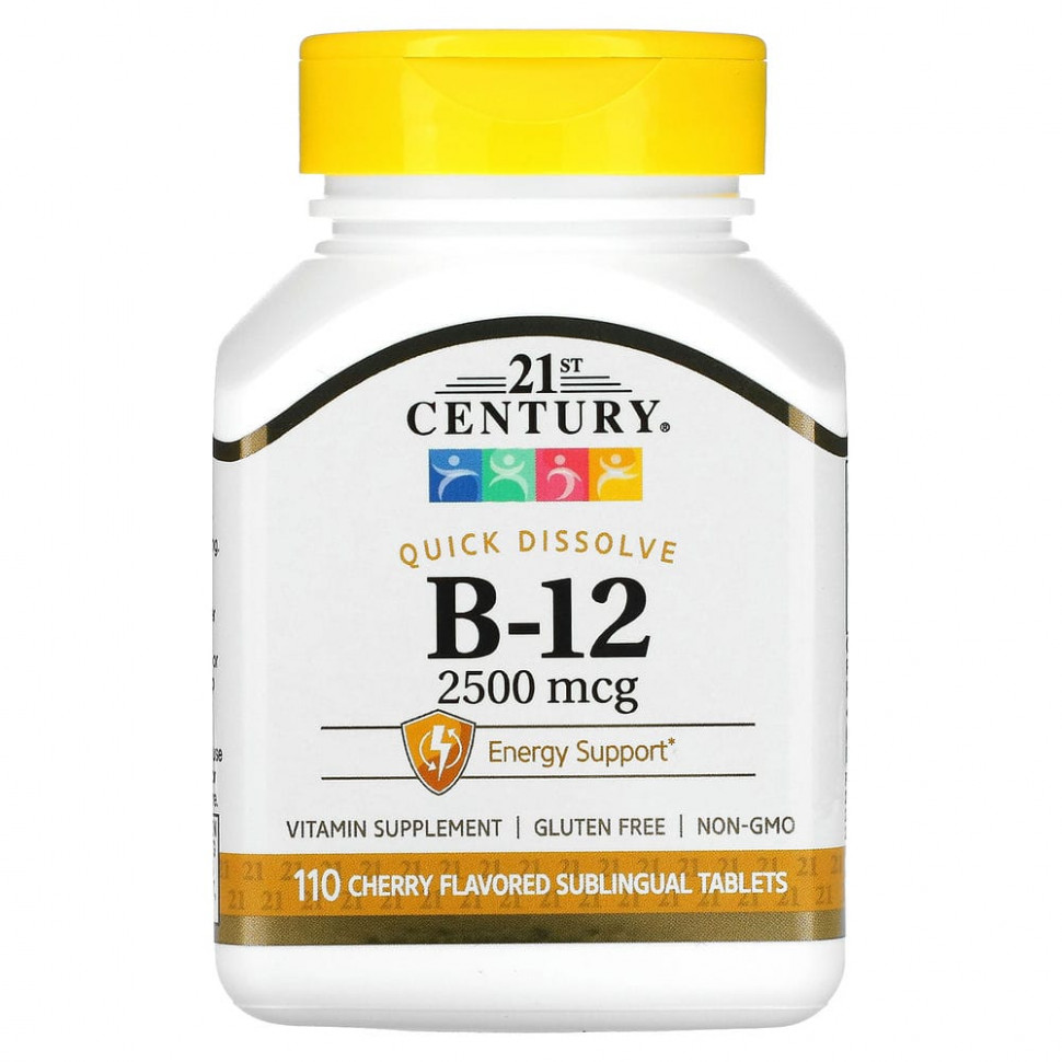 21st Century, B12, 2500 мкг, 110 таблеток под язык 21 Сенчури CEN-27112