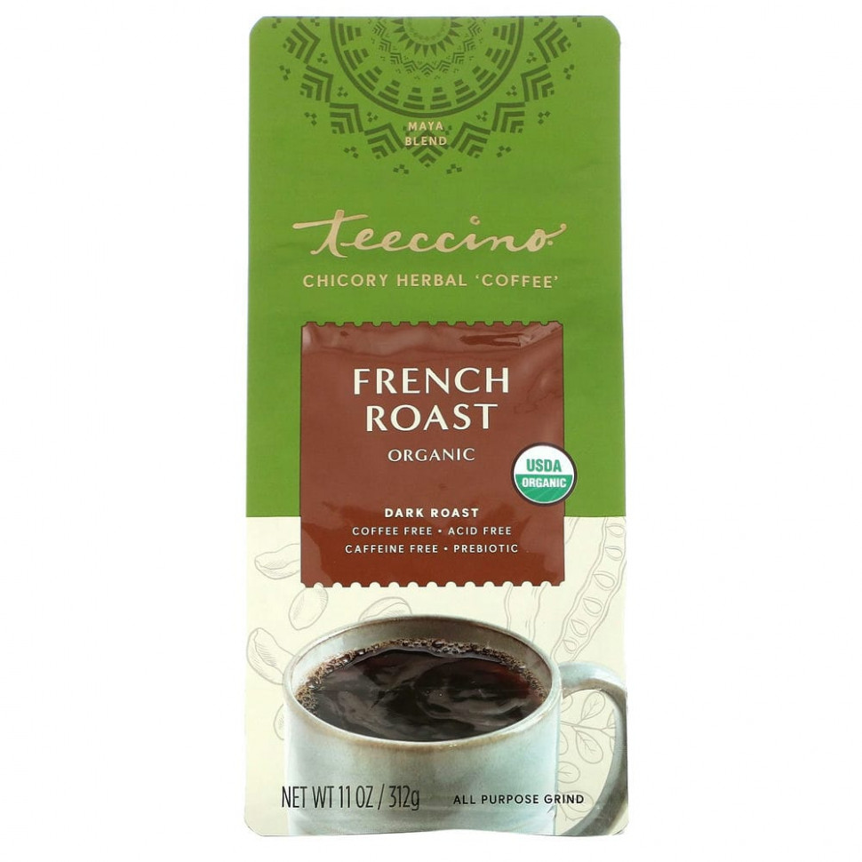 Teeccino, Травяной кофе с цикорием, органическая французская обжарка, темная обжарка, без кофеина, 312 г (11 унций) Теессино TEE-80110