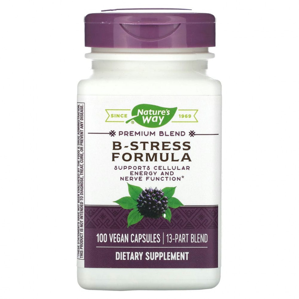 Nature's Way, B-Stress Formula, 100 веганских капсул Натурес Вэй NWY-40631