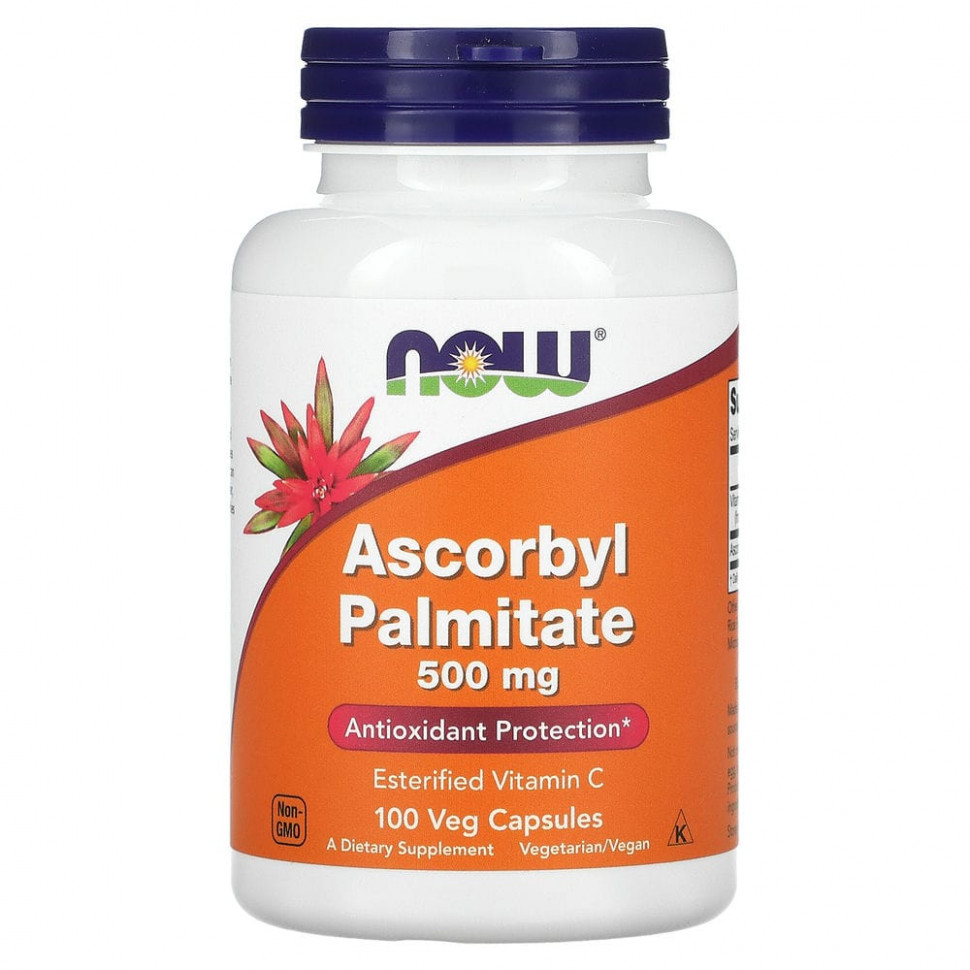 NOW Foods, аскорбил пальмитат, 500 мг, 100 растительных капсул NOW-00608