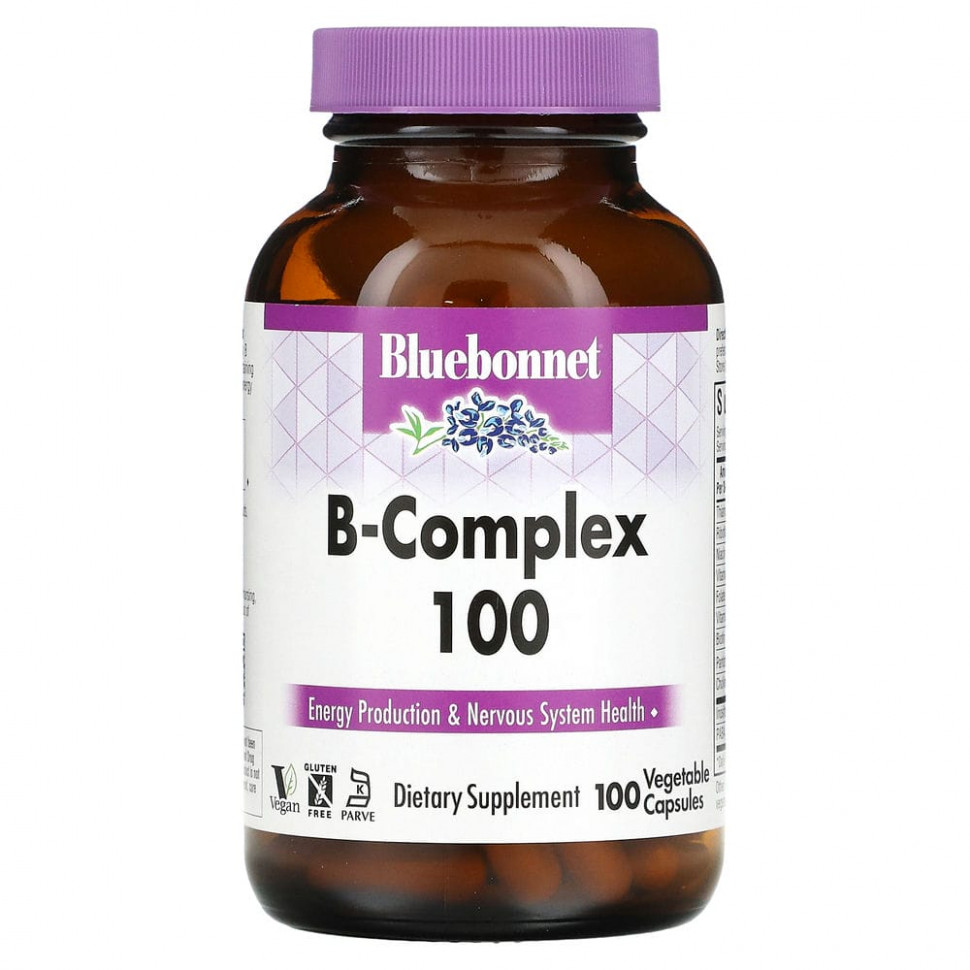 Bluebonnet Nutrition, B-Complex 100, витамины группы B, 100 вегетарианских капсул Блубоннэт Нутришен BLB-00418