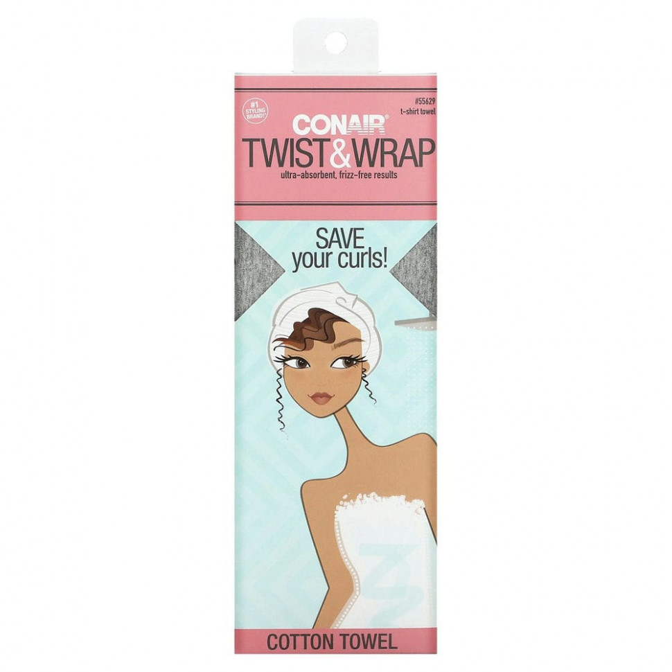 Conair, Хлопковое полотенце Twist & Wrap, 1 шт. CNR-55629