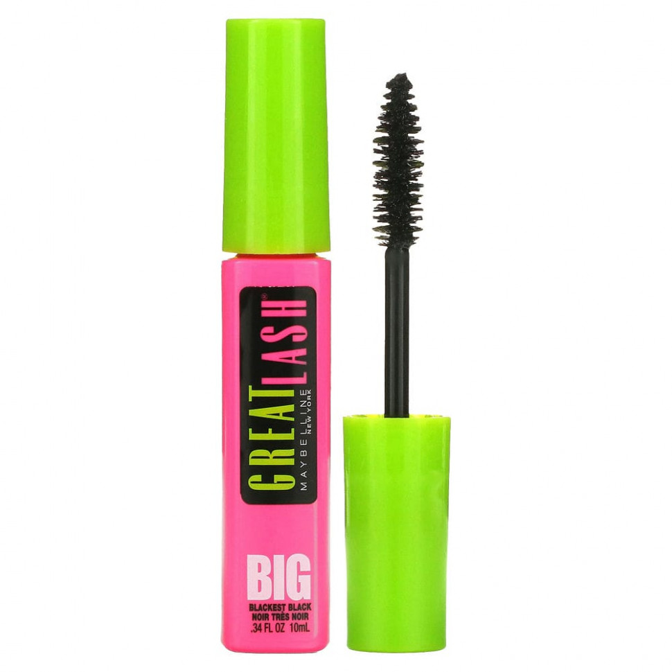 Maybelline, Тушь для ресниц Great Lash Big, оттенок 130 угольно-черный, 10 мл MBY-20931