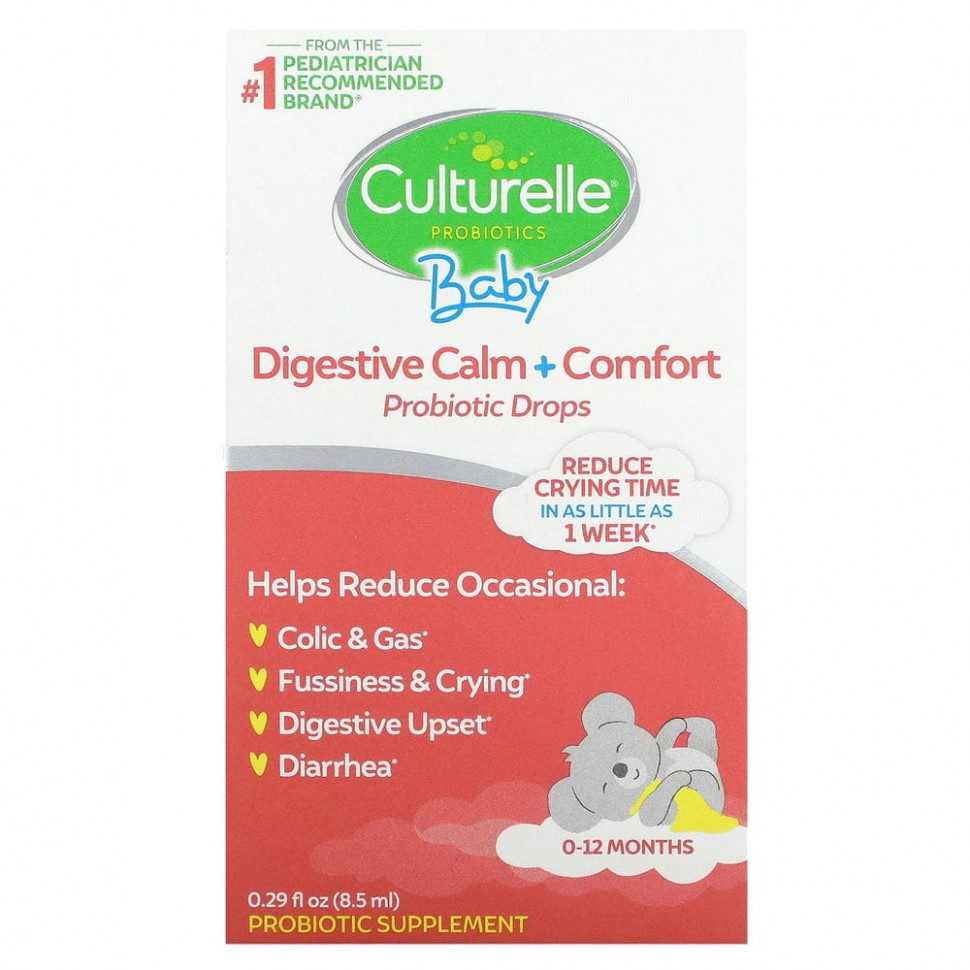 Culturelle, пробиотики «Спокойствие и комфорт», в виде капель с ромашкой, для детей от рождения до 12 месяцев, 8,5 мл (0,29 жидк. унции) Калчурэл CTL-40052