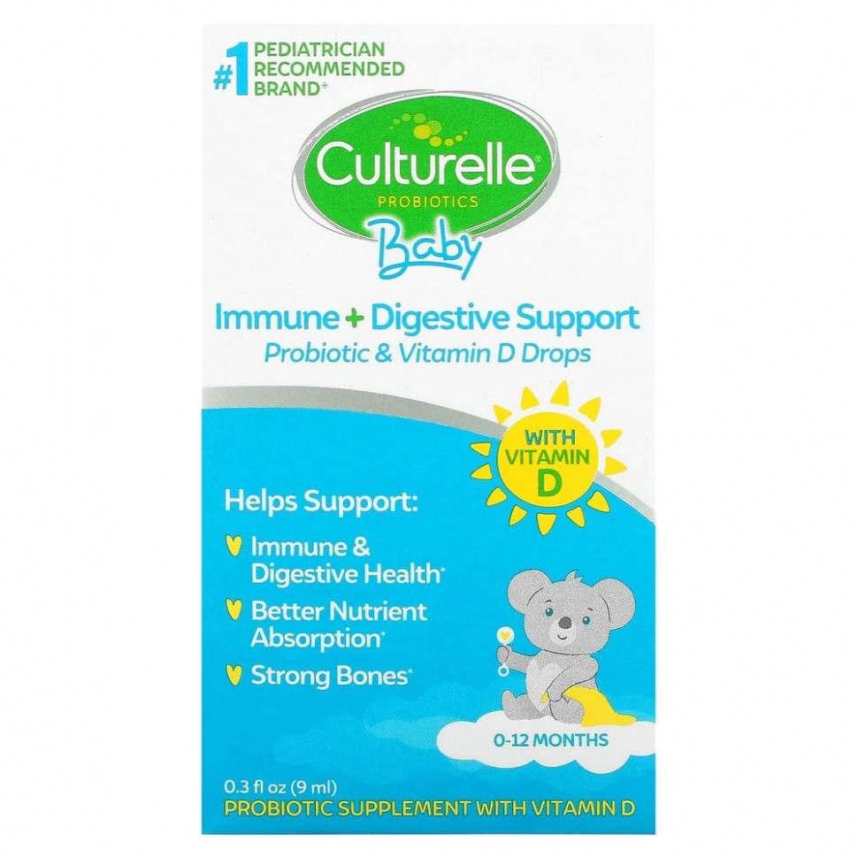 Culturelle, Пробиотики, для детей, «Рост и развитие», пробиотики + витамин D в виде капель, от рождения до 12 месяцев, 9 мл, (30 жидк. унций) Калчурэл CTL-40053