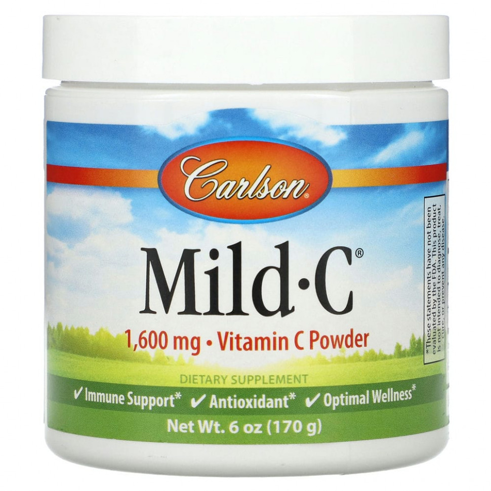 Carlson, Mild-C, витамин C в порошке, 1600 мг, 170 г (6 унций) CAR-03086
