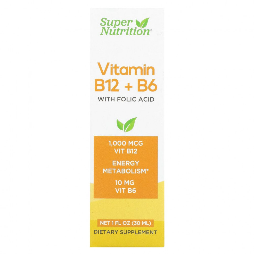 Super Nutrition, витамины B12 и B6 с фолиевой кислотой, 30 мл (1 жидк. унция) SPN-02199