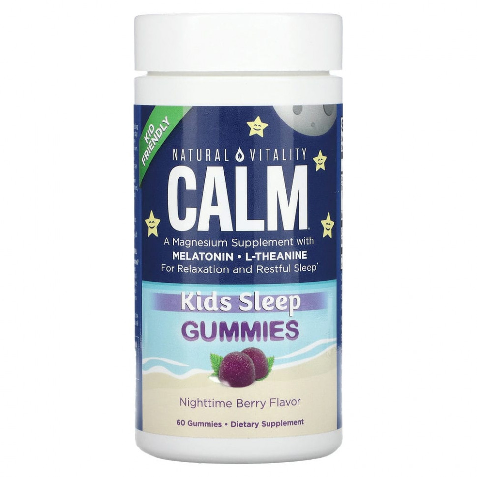 Natural Vitality, Calm, жевательные таблетки для сна, ночные ягоды, 60 жевательных таблеток Натурал Виталити PTG-04382