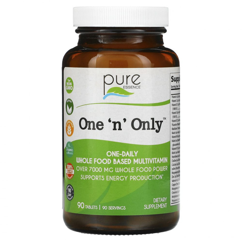 Pure Essence, One 'n' Only, цельнопищевые мультивитамины, 90 таблеток Пуре Есеенс PUR-01105
