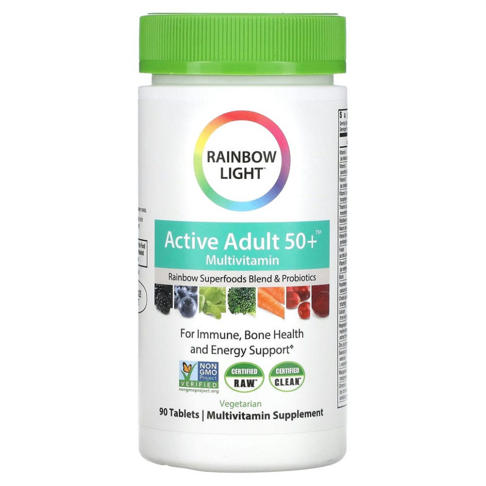 Rainbow Light, Active Adult 50+, мультивитамины для взрослых старше 50 лет, 90 таблеток Раинбов Лигхт RLT-10992