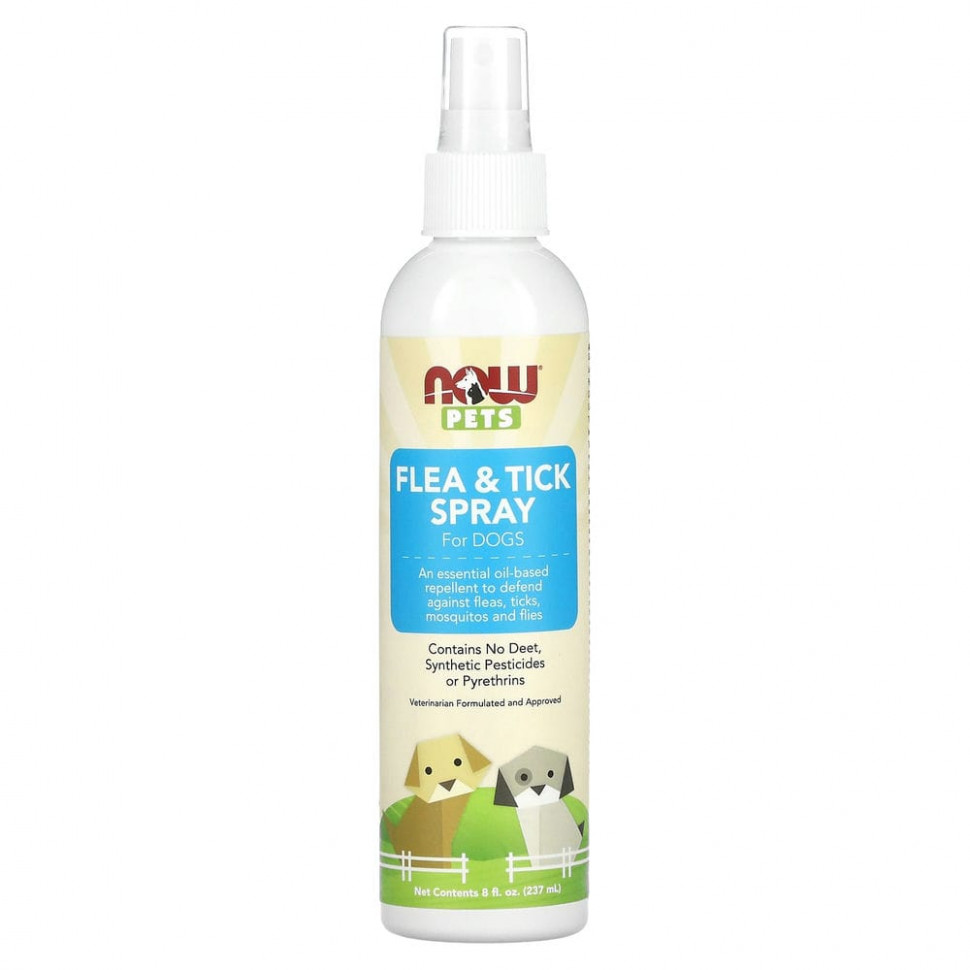 NOW Foods, Pets, спрей от блох и клещей для собак, 237 мл (8 жидк. унций) NOW-04307