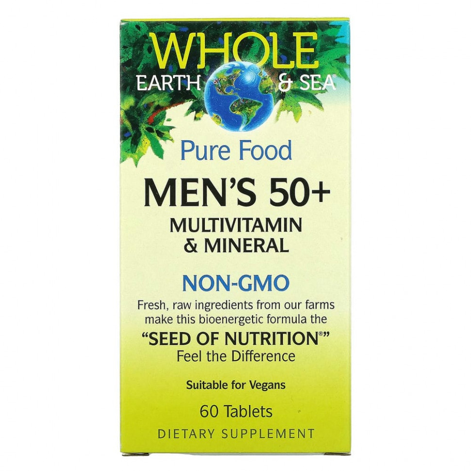 Natural Factors, Whole Earth & Sea, мультивитаминный и минеральный комплекс для мужчин старше 50 лет, 60 таблеток NFS-35503