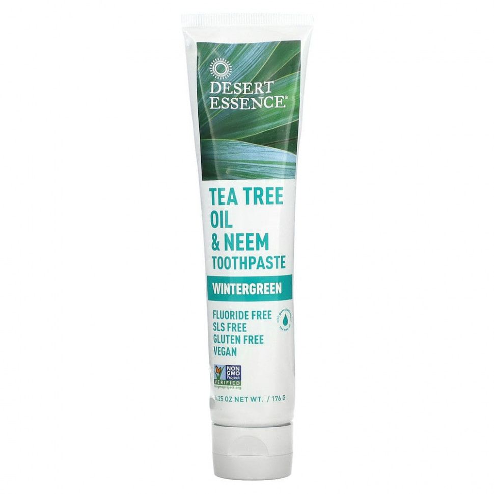 Desert Essence, Зубная паста с маслом чайного дерева, азадихартой индийской и гаультерией, 6,25 унции (176 г) Дезерт Эссенс DES-22053