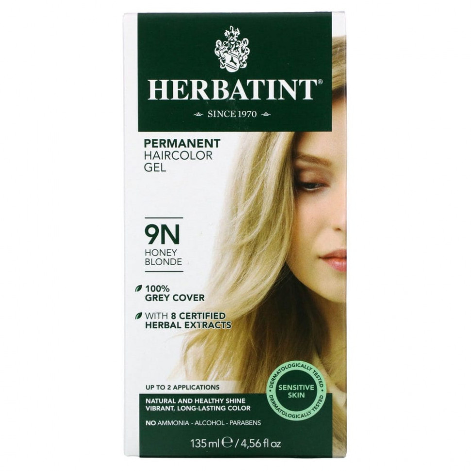 Herbatint, стойкая гель-краска для волос, 9N, медовый блонд, 135 мл (4,56 жидк. унции) Хербатинт HVN-00108
