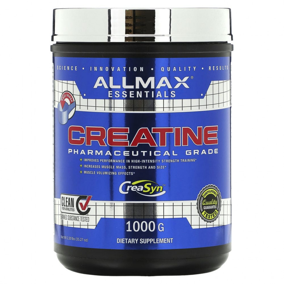 ALLMAX Nutrition, Creatine Powder, 100% Pure Micronized Creatine Monohydrate, Pharmaceutical Grade Creatine, 1000 g Оллмакс Нутришн AMX-20019