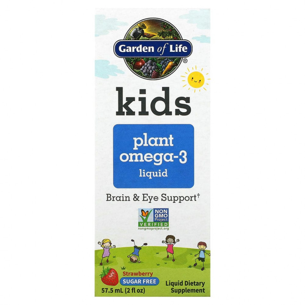 Garden of Life, Kids Plant Omega-3 Liquid, клубника, 57,5 мл (2 жидк. Унции) Гарден оф Лайф GOL-12527