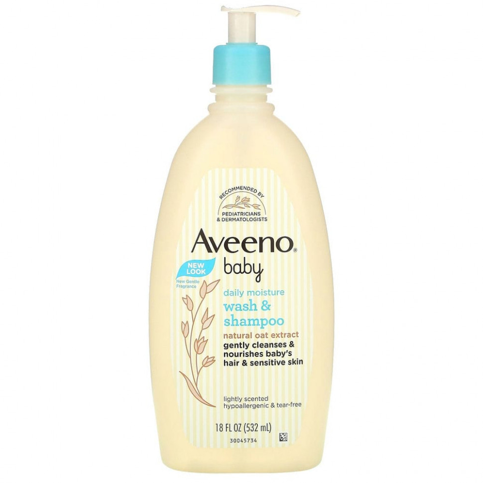 Aveeno, детское увлажняющее средство для мытья тела и шампунь, с легким запахом, 532 мл (18 жидк. унций) Авино AVO-02390