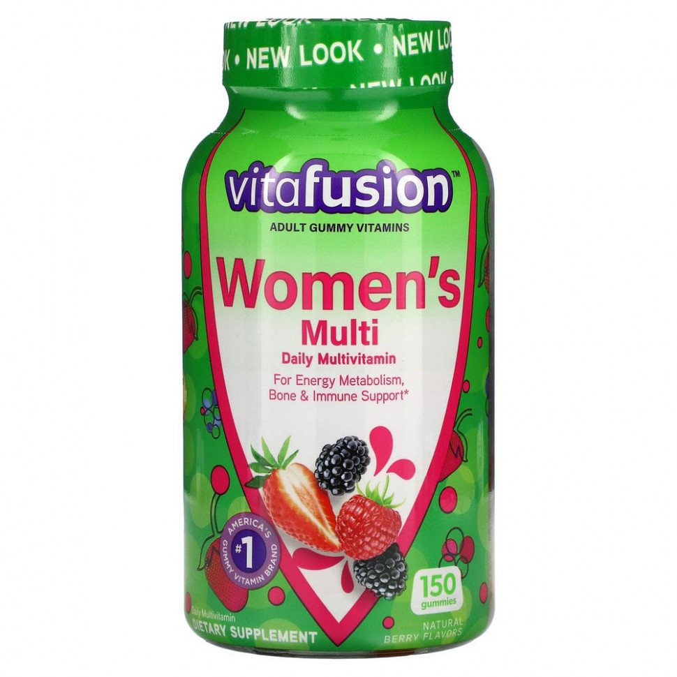 VitaFusion, Жевательные витамины для женщин, натуральные ягодные вкусы, 150 жевательных таблеток ВитаФьюжен VFU-02271