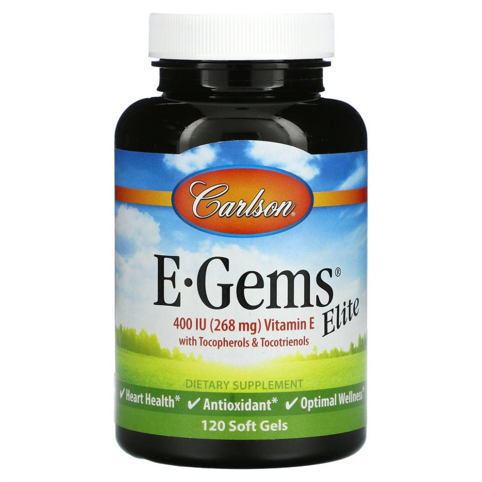 Carlson Labs, E-Gems Elite, витамин E, 268 мг (400 МЕ), 120 мягких таблеток Карлсон Лэбс CAR-00771