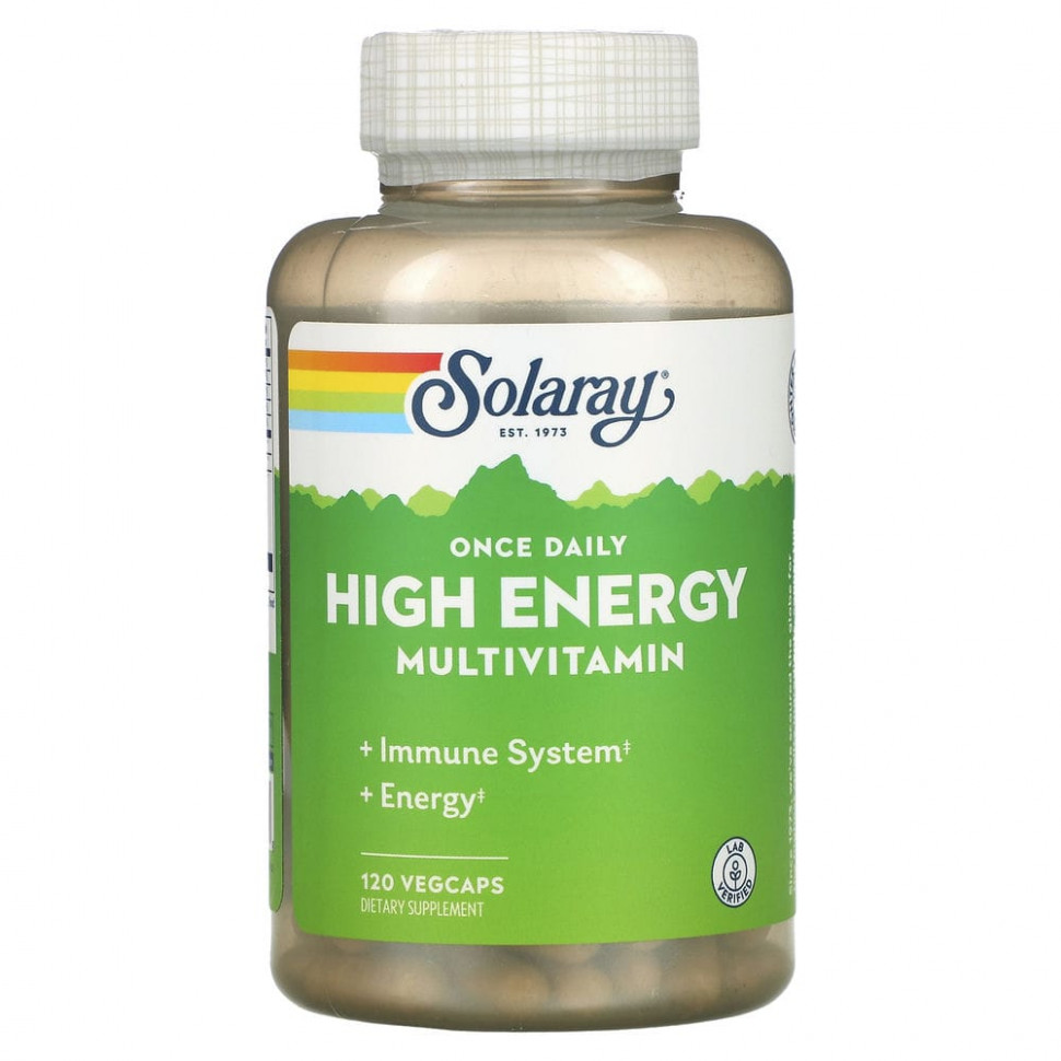 Solaray, Once Daily High Energy, мультивитаминный комплекс, один раз в день, 120 VegCaps Соларай SOR-04731