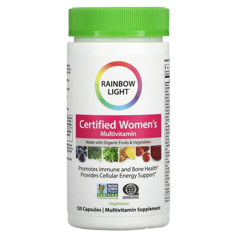 Rainbow Light, Сертифицированный Women's Multivitamin, 120 вегетарианских капсул Раинбов Лигхт RLT-80001