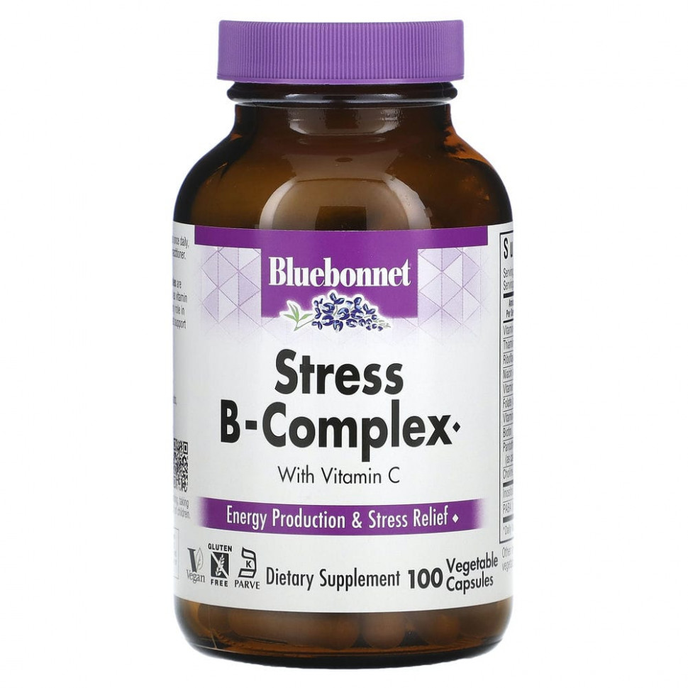 Bluebonnet Nutrition, Stress B-Complex, 100 растительных капсул Блубоннэт Нутришен BLB-00424