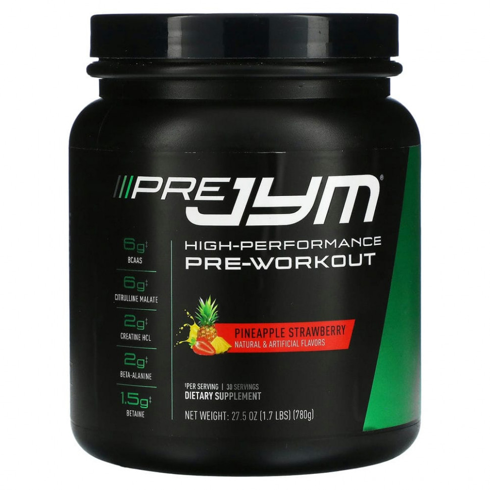 JYM Supplement Science, Pre JYM, High Performance Pre-Workout, ананас и клубника, 1,7 фунта (780 г) JYM-02239