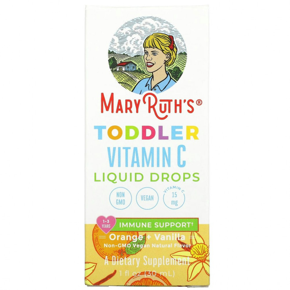 MaryRuth Organics, Жидкие капли с витамином С для малышей, для детей от 1 до 3 лет, апельсин и ваниль, 30 мл (1 жидк. Унция) MRO-47131