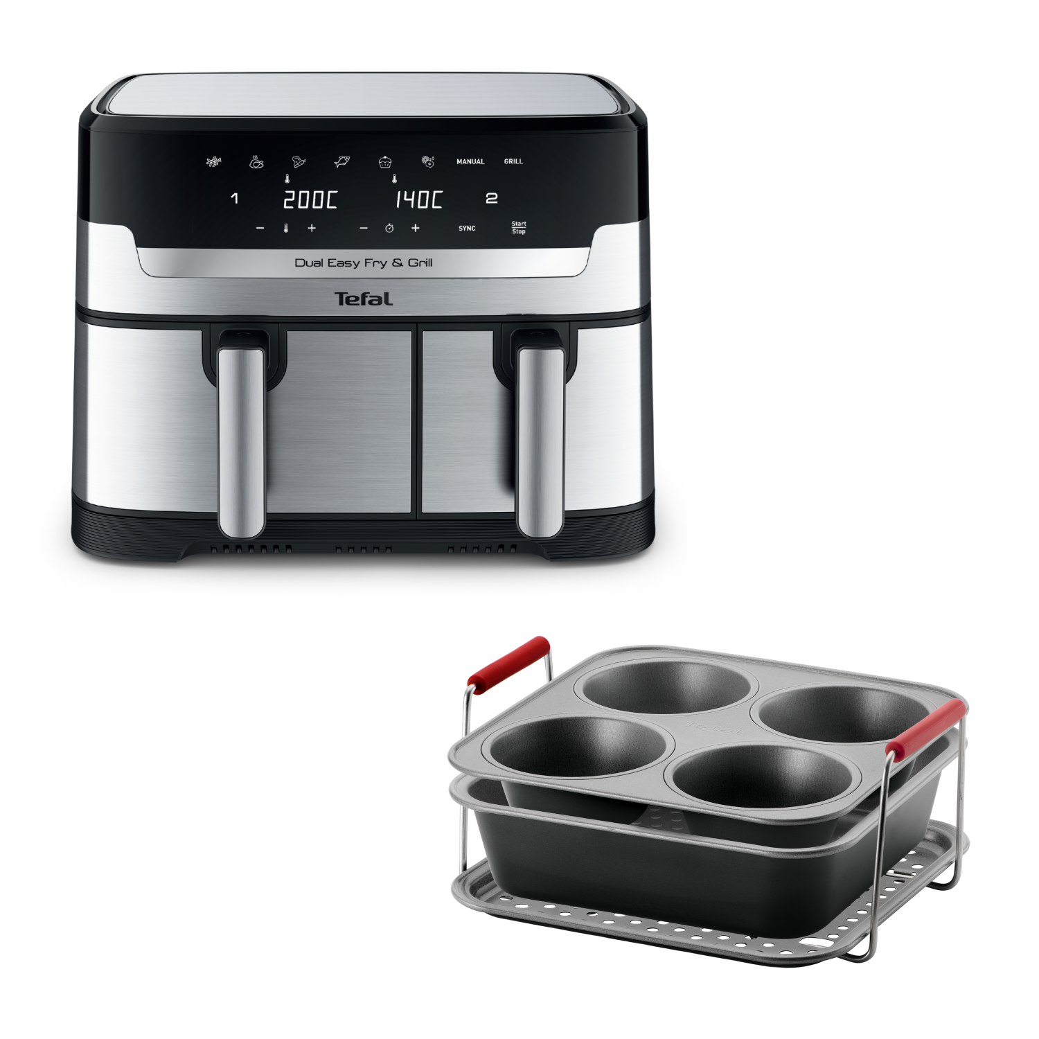 Аэрогриль Dual Easy Fry & Grill EY905D10 + Набор аксессуаров J701S344 Tefal EEKKPR5X