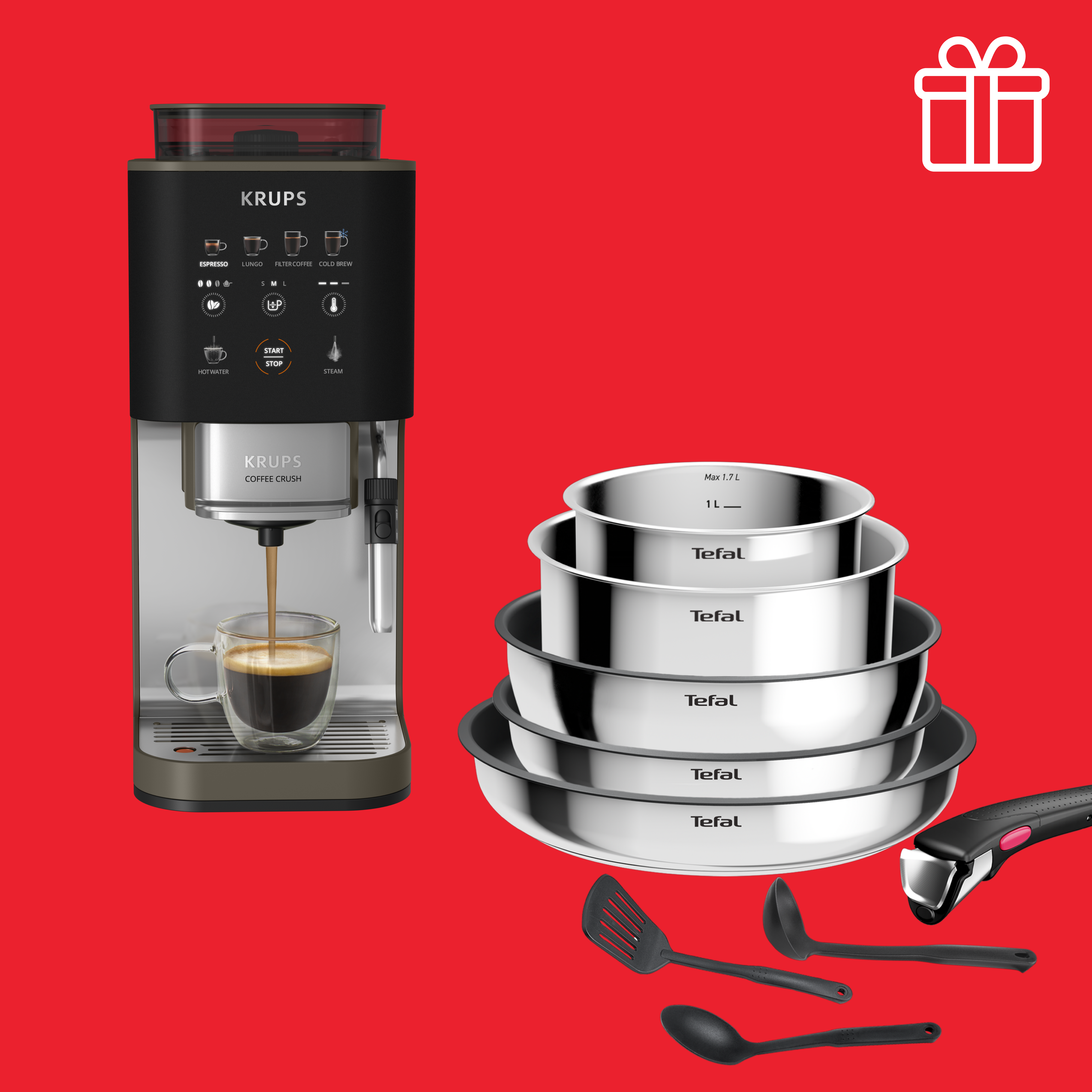 Автоматическая кофемашина + в подарок набор посуды Tefal L881S904 Krups O08YG9TC