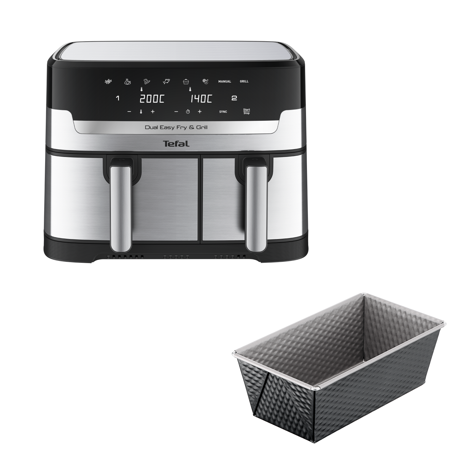 Аэрогриль EY905D10 + Форма для выпечки Tefal J1760325 RUSDB42B