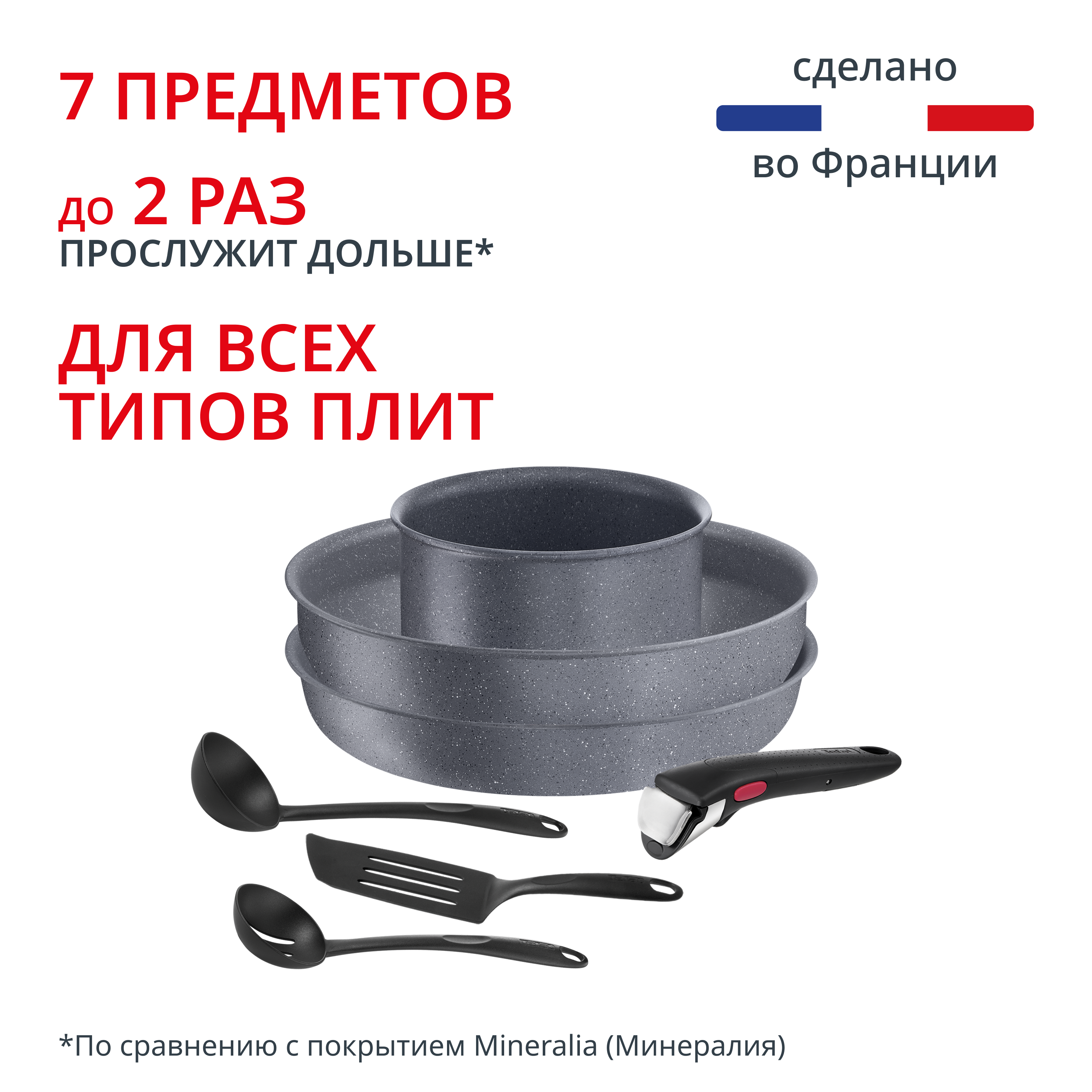 Набор посуды со съемной ручкой Ingenio Natural Force 7 предметов 16/26/26 см L3969072 Tefal