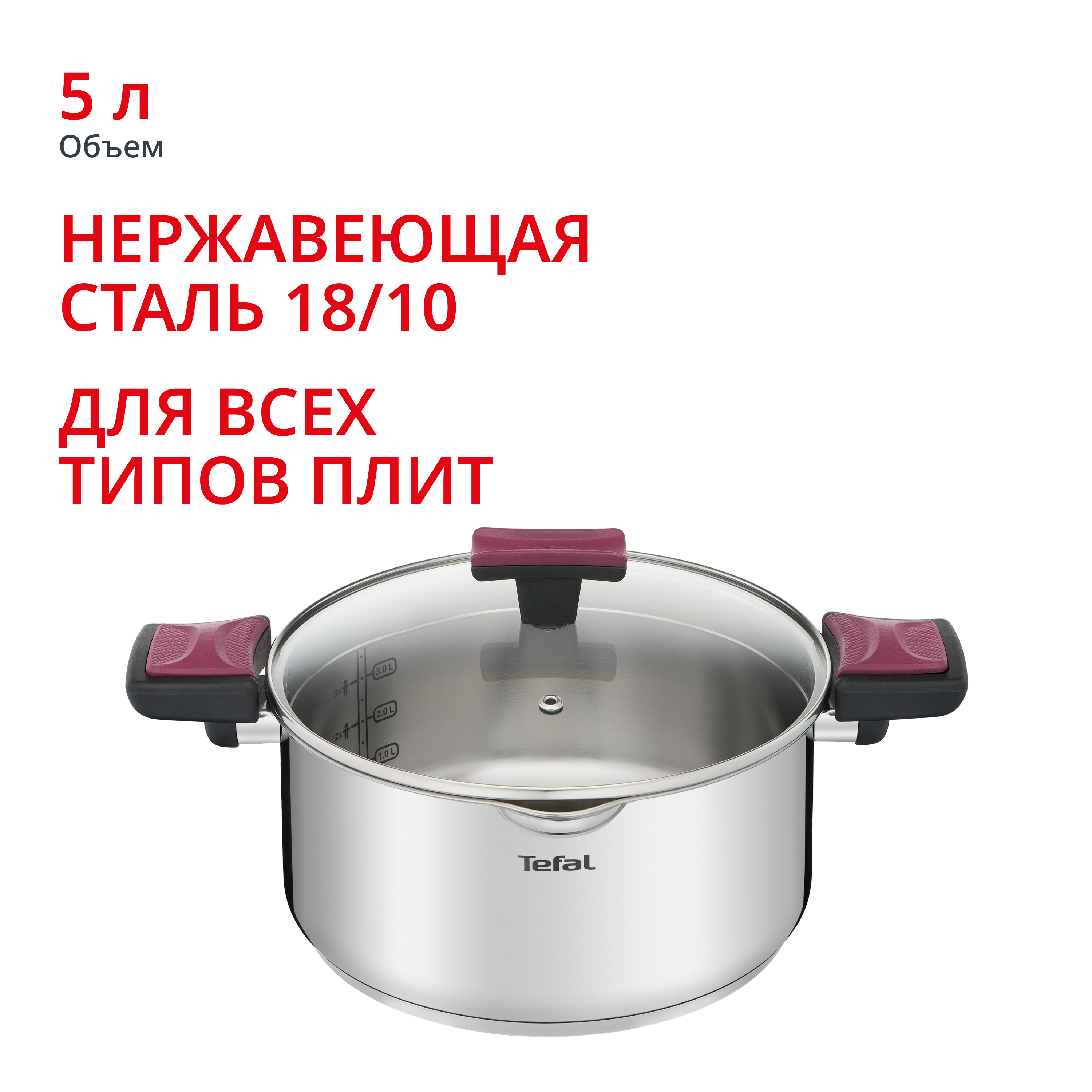 Кастрюля с крышкой Cook&Clip 5л 24см G7234674 Tefal