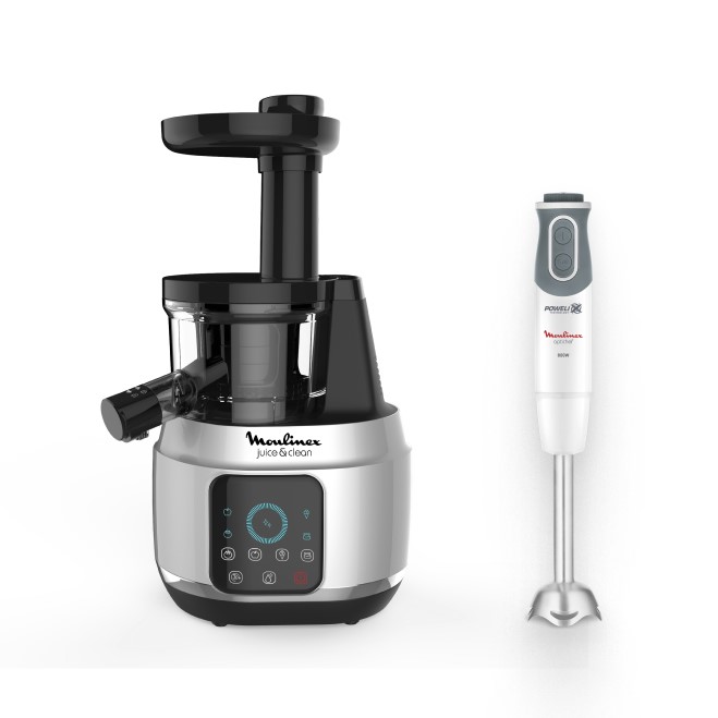 Шнековая соковыжималка Juice & Clean ZU420E10 + погружной блендер Optichef DD643132 Moulinex J06C07
